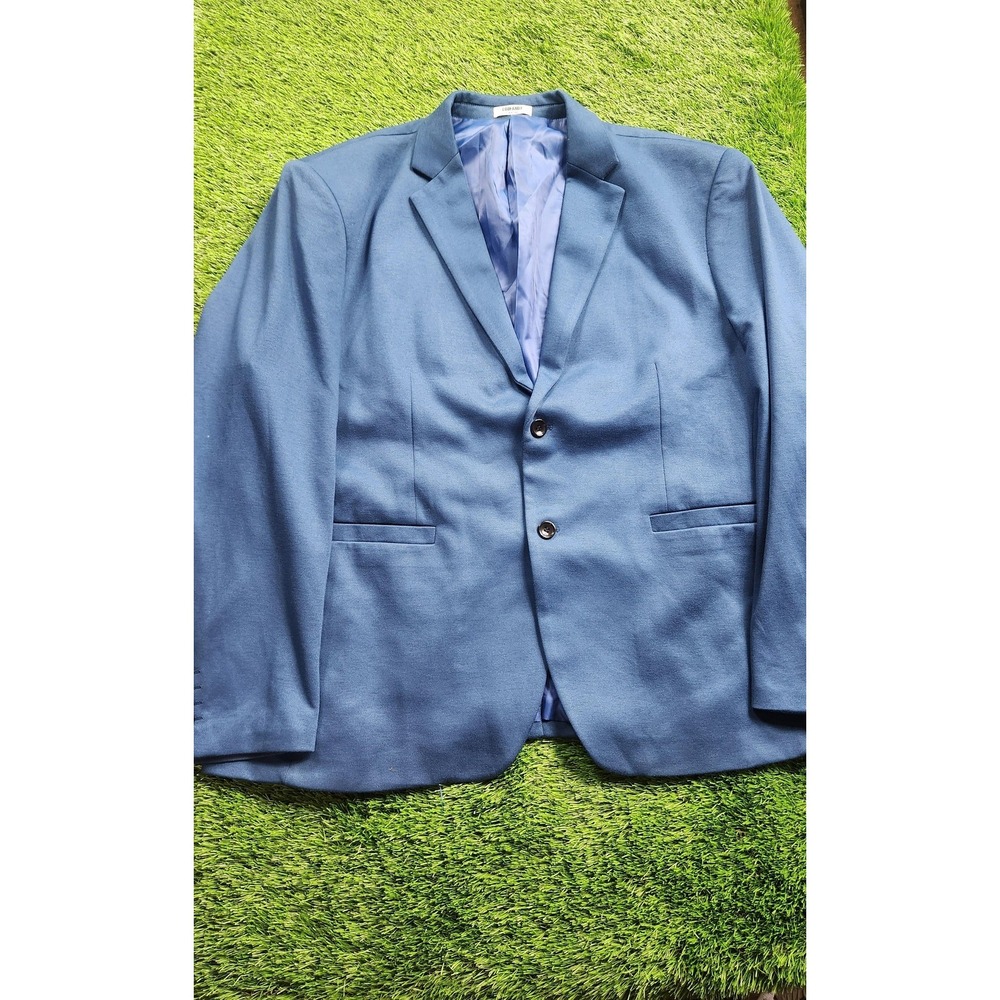 COOFANDY Blazer Mens 3XL Blue Stretch Two Button Notch Lapel Jacket Lined Formal